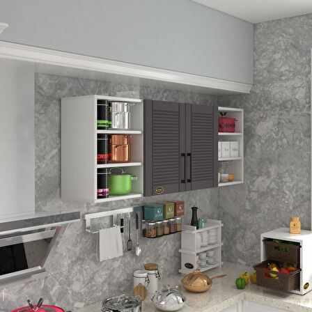 Kenzlife hazır mutfak dolabı domates60 gri mod2 60*160*32 mebran kapak suntalam gövde