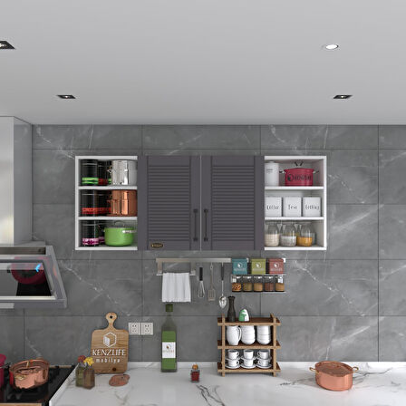 Kenzlife hazır mutfak dolabı domates60 gri mod2 60*160*32 mebran kapak suntalam gövde