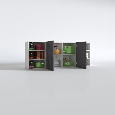 Kenzlife hazır mutfak dolabı domates60 gri mod2 60*160*32 mebran kapak suntalam gövde