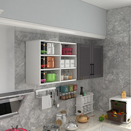 Kenzlife hazır mutfak dolabı patlıcan60 gri mod2 60*160*32 mebran kapak suntalam gövde