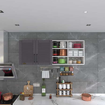 Kenzlife hazır mutfak dolabı zencefil90 gri mod2 90*160*32 mebran kapak suntalam gövde