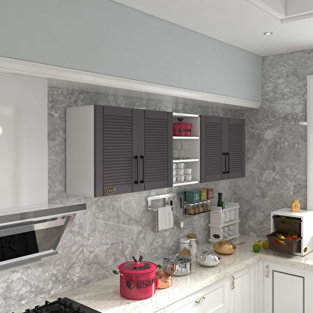Kenzlife hazır mutfak dolabı fasulye90 gri mod2 90*200*32 mebran kapak suntalam gövde
