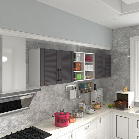Kenzlife hazır mutfak dolabı bulgur90 gri mod2 90*240*32 mebran kapak suntalam gövde