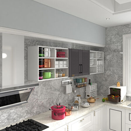 Kenzlife hazır mutfak dolabı mercimek60 gri mod2 60*240*32 mebran kapak suntalam gövde