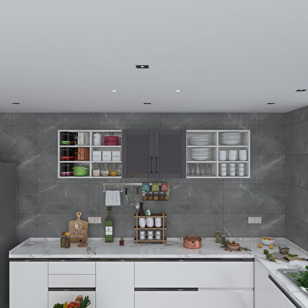 Kenzlife hazır mutfak dolabı mercimek90 gri mod2 90*240*32 mebran kapak suntalam gövde