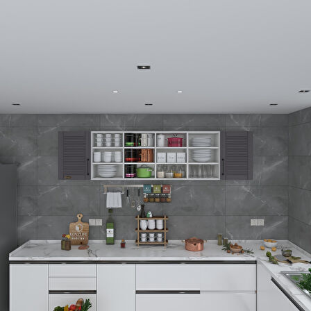 Kenzlife hazır mutfak dolabı kavun90 gri mod2 90*240*32 mebran kapak suntalam gövde