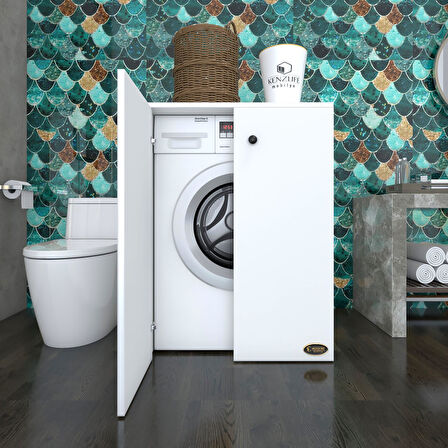 Kenzlife çamaşır&kurutma makinesi dolabı büyük boy kapaklı lubmilamdf byz 100*80*70 % 100 mdf full mdf banyo ofis kapaklı arkalıksız