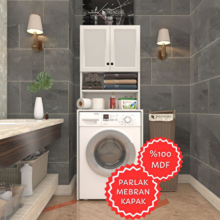 Kenzlife membran çamaşır makinesi dolabı hayzum byzbyz çubuk 180*66*55 mebran kapak MDF gövde