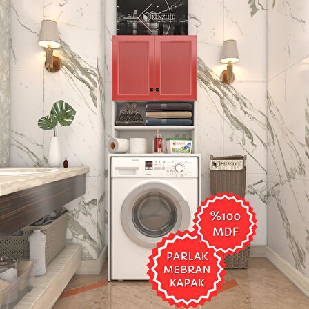 Kenzlife membran çamaşır makinesi dolabı hayzum krmbyz çubuk 180*66*55 mebran kapak MDF gövde