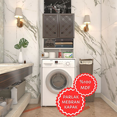 Kenzlife membran çamaşır makinesi dolabı hayzum khvbyz hasır 180*66*55 mebran kapak MDF gövde