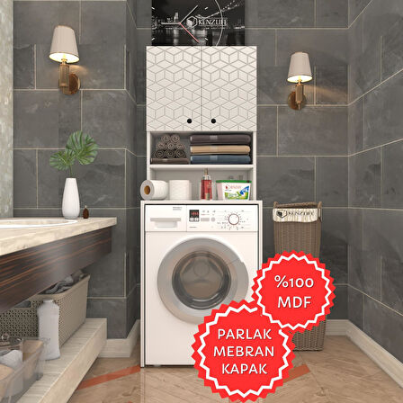 Kenzlife membran çamaşır makinesi dolabı hayzum byzbyz küpşeker 180*66*55 mebran kapak MDF gövde