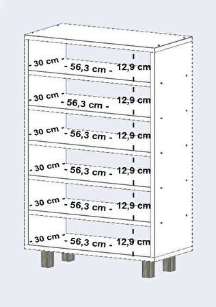 Kenzlife ayakkabılık başmak6 byz 98*060*30 kapaksız 6 raflı 18 çift ayakkabı kapasitesi
