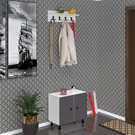 Kenzlife ayakkabılık cimcime3 gribyz 53*060*32 kapaklı 3 raflı 9 çift ayakkabı kapasitesi