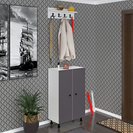 Kenzlife ayakkabılık cimcime6 gribyz 98*060*32 kapaklı 6 raflı 18 çift ayakkabı kapasitesi