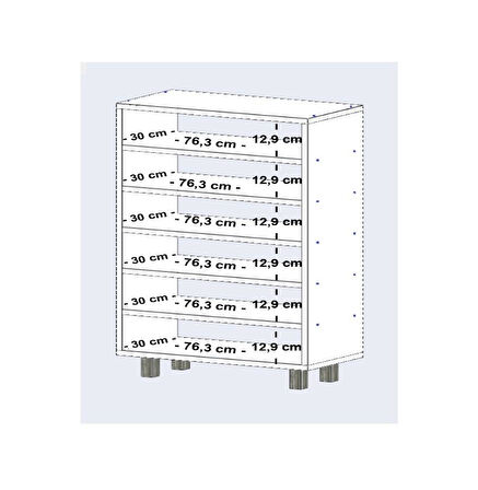Kenzlife ayakkabılık çapula6 byz 98*080*30 kapaksız 6 raflı 24 çift ayakkabı kapasitesi