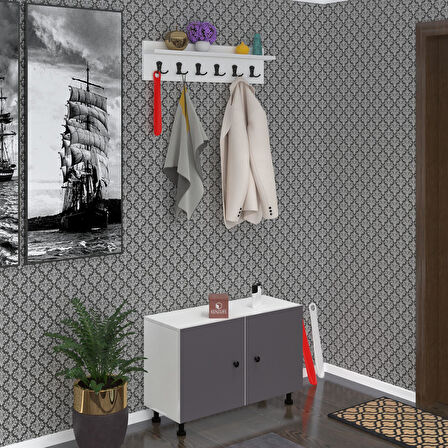 Kenzlife ayakkabılık galoş3 gribyz 53*080*32 kapaklı 3 raflı 12 çift ayakkabı kapasitesi
