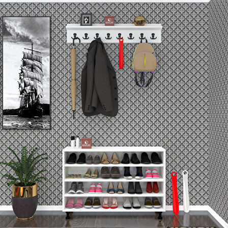 Kenzlife ayakkabılık fotin4 byz 68*100*30 kapaksız 4 raflı 20 çift ayakkabı kapasitesi