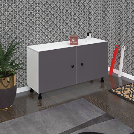 Kenzlife ayakkabılık merkub3 gribyz 53*100*32 kapaklı 3 raflı 15 çift ayakkabı kapasitesi