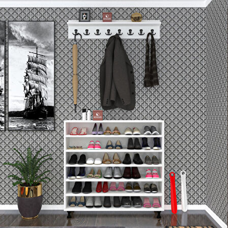 Kenzlife ayakkabılık merkub6 crdbyz 98*100*32 kapaklı 6 raflı 30 çift ayakkabı kapasitesi