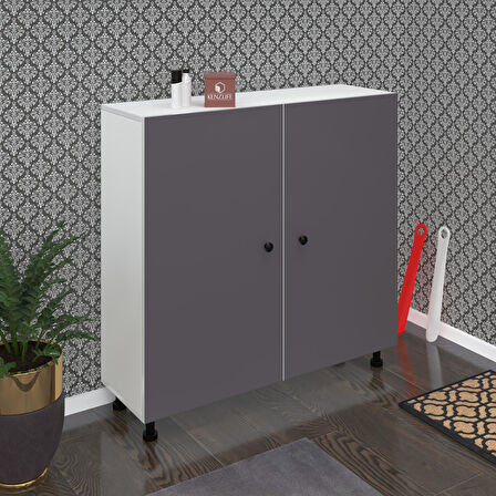 Kenzlife ayakkabılık merkub6 gribyz 98*100*32 kapaklı 6 raflı 30 çift ayakkabı kapasitesi