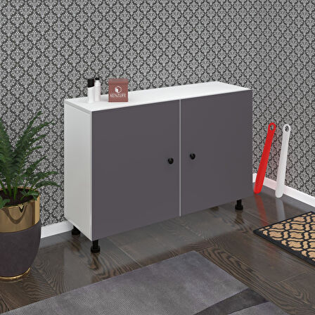 Kenzlife ayakkabılık yemeni4 gribyz 68*120*32 kapaklı 4 raflı 24 çift ayakkabı kapasitesi