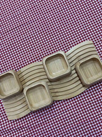 Bambu Dekoratif Sunumluk Çerezlik 4 lü Set İle Beraber