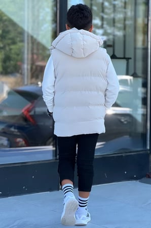 Erkek Çocuk Çıtçıt Kapüşonlu Nova Kumaş Şişme Yelek YLK3026
