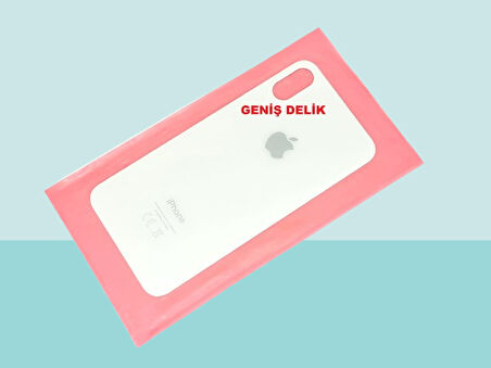 Tkgz - iPhone X Arka Pil Batarya Kapağı - Cam kapak Geniş Lens Deliği - BEYAZ