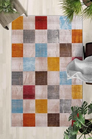Kaymaz Taban Yıkanabilir Halı – Mutfak, Salon, Yatak Odası için Modern Dijital Baskı Halı (SLNHALI41