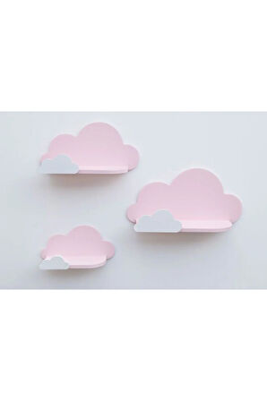3'lü Pembe Kombinli Bulut Raf Set