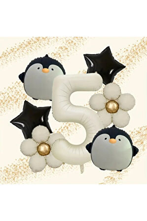 Penguen krem papatya Balon Seti