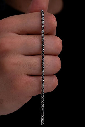 Erkek Gümüş Bileklik - 3mm Arnavut Zinciri Gümüş Bileklik