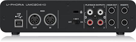 Behringer UMC204HD Audiophile 2x4, 24-Bit/192 kHz USB Audio/MIDI Arabirimi, Midas Mic Preamplifikatörleri ile