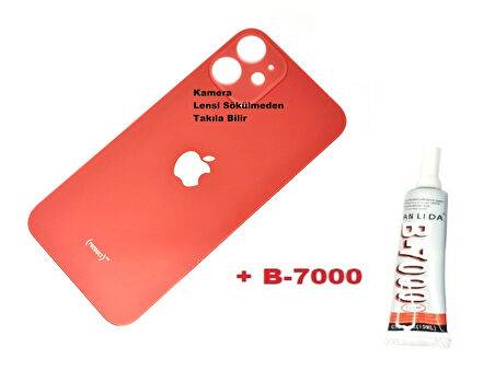 Tkgz İPhone 12 MİNİ Arka Pil Batarya Kapağı (CAM+B-7000) KIRMIZI