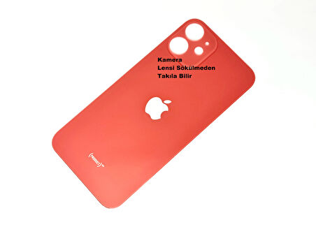 Tkgz İPhone 12 MİNİ Arka Pil Batarya Kapağı (CAM+B-7000) KIRMIZI