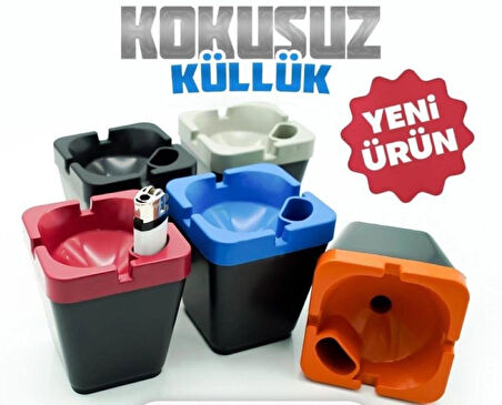 Oto Cafe Küllük Çakmak Hazneli Kül Tablası Dumanı ve Kokuyu Hapseden Kokusuz Plastik Küllük 5 ADET