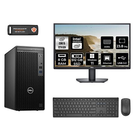 Dell OptiPlex 3000MT i5 12500 8GB 512GB SSD W11P N010O3000MTAC MASAÜSTÜ PC & 23.8" MONİTÖR 