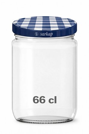  Paşabahçe 660 ml Şeffaf Cam Kavanoz Konserve Ekose Desen Metal Kapaklı 5 Adet (660 cc-66 cl)