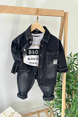 ERKEK ÇOCUK 3 PARÇA KOT ÇEKETLİ TAKIM ALT - ÜST TAKIM