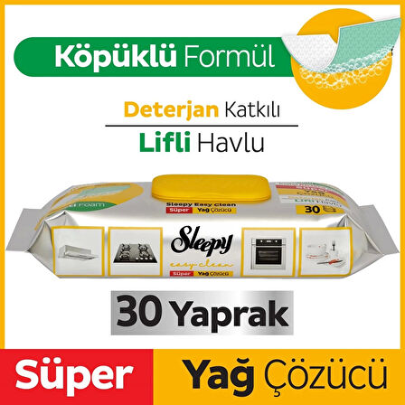 YAĞ ÇÖZÜCÜ DETERJAN KATKILI YÜZEY TEMİZLİK HAVLUSU 30 YAPRAK SLEEPY