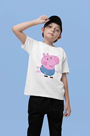 Peppa Pig Baskılı Unisex Çizgi Film Çocuk Tişört (1-12 Yaş)