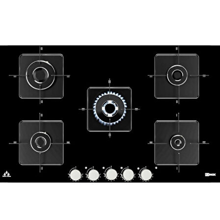 Ukinox Ares 90 XF 5 Gözlü Siyah Ankastre Cam Ocak