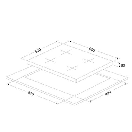 Ukinox Ares 90 XF 5 Gözlü Siyah Ankastre Cam Ocak