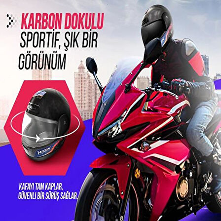 WGX Karbon Kask Siyah Full Face - M