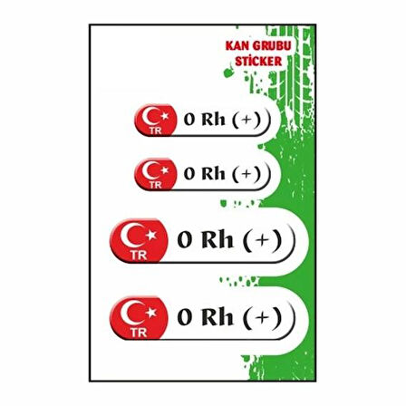 Gogo Kan Grubu 0 Rh(+) Beyaz Dörtlü Damla Etiket