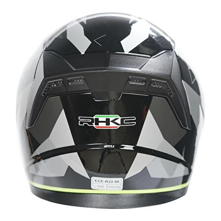 RHKC 528 Çenesiz Vizörlü Yazlık Kask Siyah/Gri/Neon Sarı