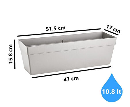 Omnipazar SO-YB02A Askılı Yalı Balkon Saksı 10.8 lt Kirli Beyaz 3 Adet 