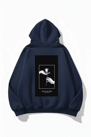 Unisex Yumuşak Dokulu For You, My Muse Baskılı Tasarım Oversize 3 İplik Hoodie Sweatshirt