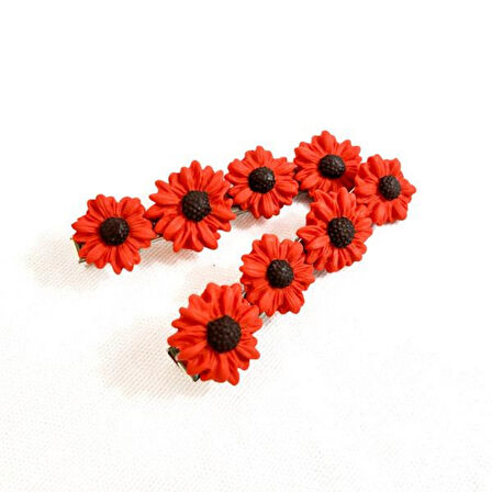 Uretti - Hülya 6683 El Yapımı Çiçek Desenli Polimer Kil 2’li Set Yan Saç Tokası / 7.5 cm