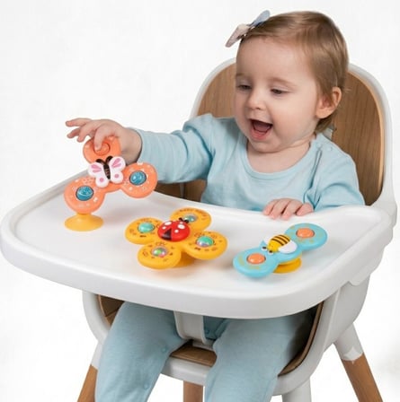3 Parça Renkli Set Vantuzlu Dönen Oyuncaklar -Banyo Oyuncakları Çocuk 